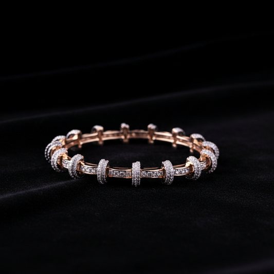 Diamond Bangles - 925 Silver Jewelry - 22ct Gold Plated - CZ Bangles - South indian diamond Bangles design
