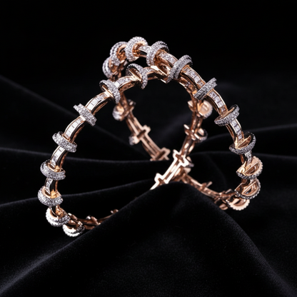 Diamond Bangles - 925 Silver Jewelry - 22ct Gold Plated - CZ Bangles - South indian diamond Bangles design