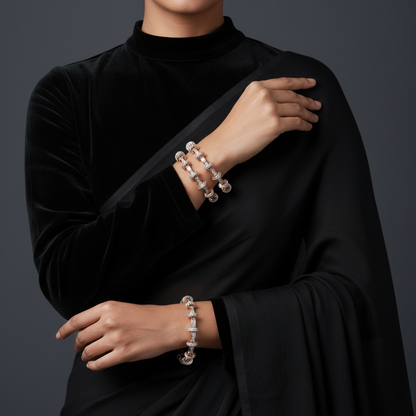 Diamond Bangles - 925 Silver Jewelry - 22ct Gold Plated - CZ Bangles - South indian diamond Bangles design