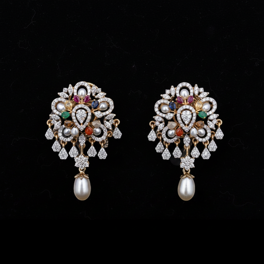 Polki Studs Polki Earrings Cocktail Earrings Diamond Studs Diamond Earrings Simple Studs Pearl Studs 925 Silver Earrings Silver Jewelry - SHABURIS