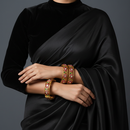 Mango Bangles polki bangles kundan bangles - 925 Silver Jewelry - 22ct Gold Plated - CZ Bangles - South indian diamond Bangles design