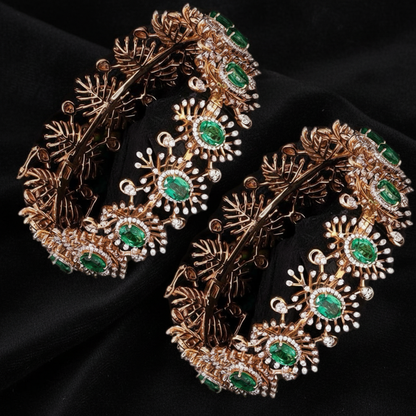 Diamond Bangles - 925 Silver Jewelry - 22ct Gold Plated - CZ Bangles - South indian diamond Bangles design