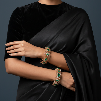Diamond Bangles - 925 Silver Jewelry - 22ct Gold Plated - CZ Bangles - South indian diamond Bangles design