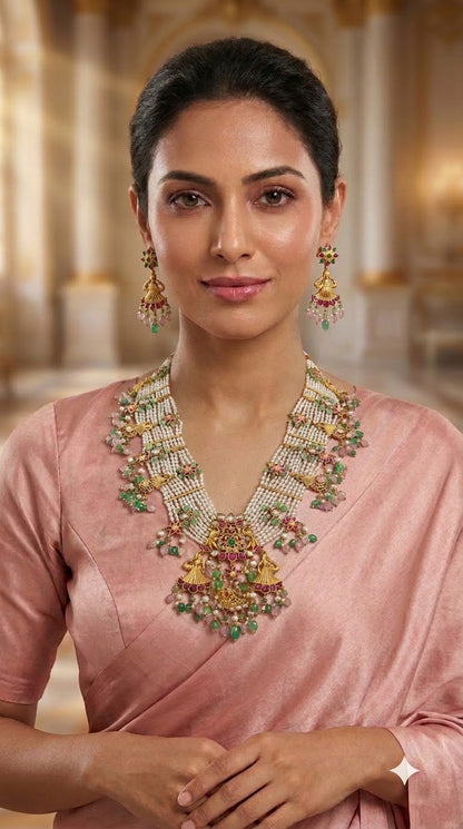 Pearl Necklace Diamond Necklace Cocktail Necklace Cocktail Jewelry Cocktail Earrings Polki necklace 925 silver jewelry- SHABURIS