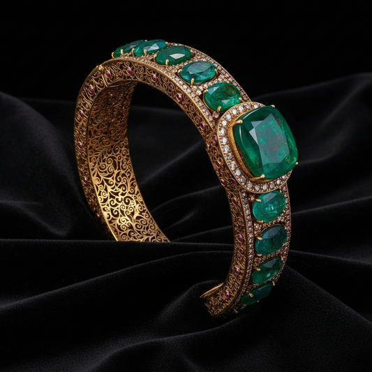 Diamond Bangles - 925 Silver Jewelry - 22ct Gold Plated - CZ Bangles - South indian diamond Bangles design