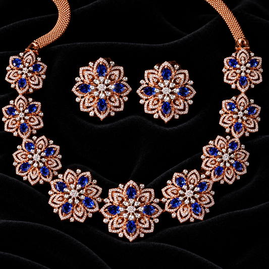 Cocktail Necklace Polki necklace silver necklace 925 silver with 22k gold plated - SHABURIS