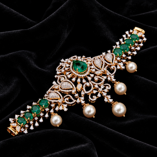 Cocktail Necklace Polki necklace silver necklace 925 silver with 22k gold plated - SHABURIS