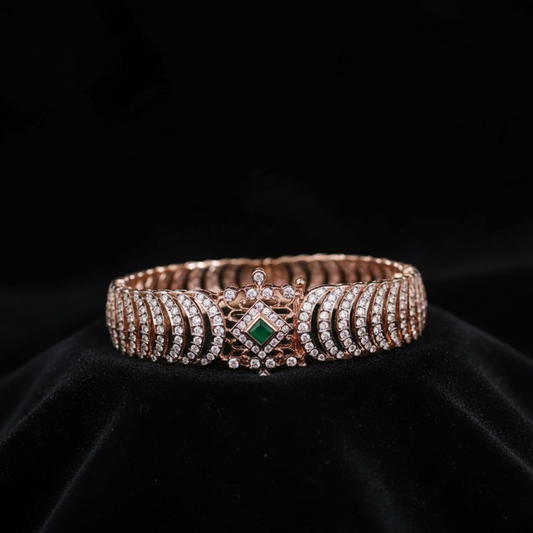 Diamond Bangles - 925 Silver Jewelry - 22ct Gold Plated - CZ Bangles - South indian diamond Bangles design