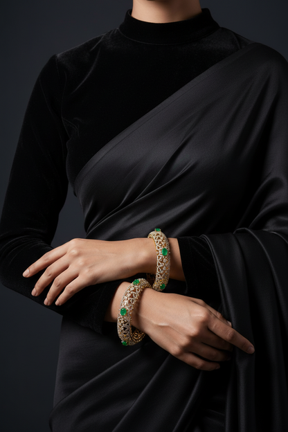 Diamond Bangles - 925 Silver Jewelry - 22ct Gold Plated - CZ Bangles - South indian diamond Bangles design