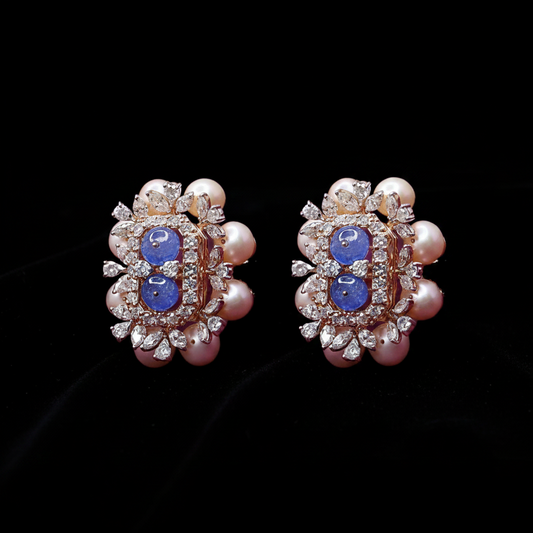 Polki Studs Polki Earrings Cocktail Earrings Diamond Studs Diamond Earrings Simple Studs Pearl Studs 925 Silver Earrings Silver Jewelry - SHABURIS