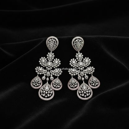 Diamond Earrings Cocktail Earrings 925 silver with 22k gold plated Silver Earrings - SHABURIS