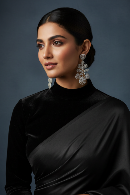 Diamond Earrings Cocktail Earrings 925 silver with 22k gold plated Silver Earrings - SHABURIS