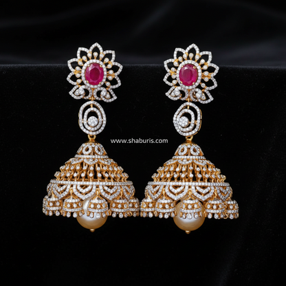 Polki Studs Polki Earrings Cocktail Earrings Diamond Studs Diamond Earrings Simple Studs Pearl Studs 925 Silver Earrings Silver Jewelry - SHABURIS