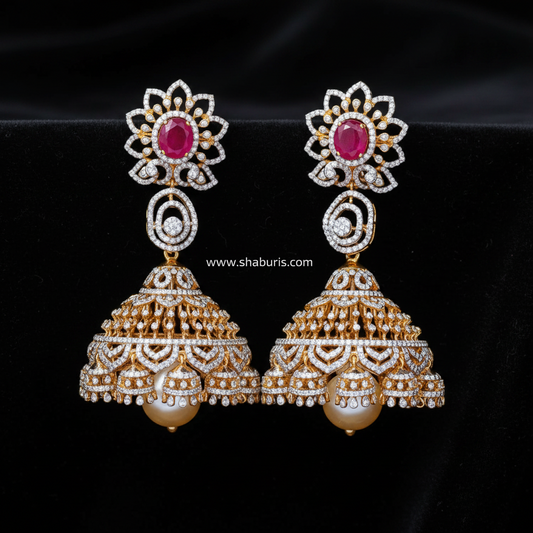 Polki Studs Polki Earrings Cocktail Earrings Diamond Studs Diamond Earrings Simple Studs Pearl Studs 925 Silver Earrings Silver Jewelry - SHABURIS