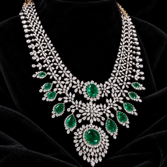 Diamond necklace silver necklace 925 silver with 22k gold plated - SHABURIS