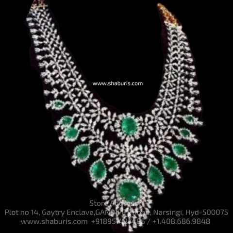 Diamond necklace silver necklace 925 silver with 22k gold plated - SHABURIS
