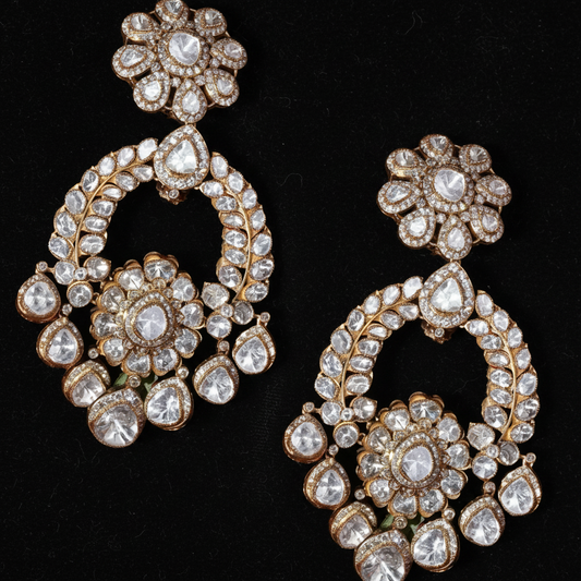 Polki Studs Polki Earrings Cocktail Earrings Diamond Studs Diamond Earrings Simple Studs Pearl Studs 925 Silver Earrings Silver Jewelry - SHABURIS