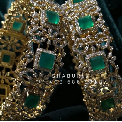Diamond Bangles,South Indian Jewelry,silver indian Bangles,pure silver Swaroski Bangles,Indian Wedding Jewelry -NIHIRA-SHABURIS