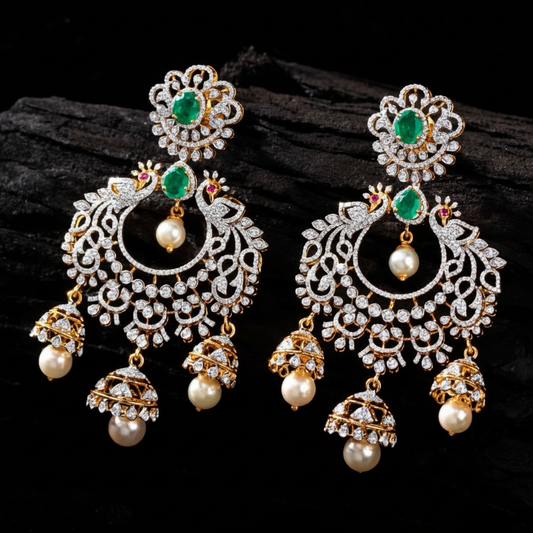 Polki Studs Polki Earrings Cocktail Earrings Diamond Studs Diamond Earrings Simple Studs Pearl Studs 925 Silver Earrings Silver Jewelry - SHABURIS