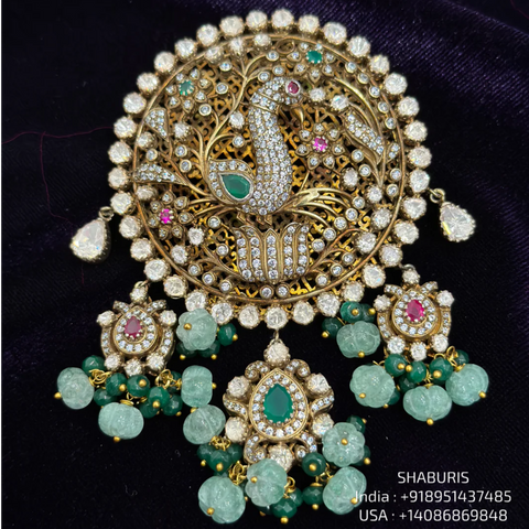 Victorian Pendant ,Pure Silver Jewellery Indian ,mango Necklace,Big Indian Necklace,Indian Bridal,Indian Wedding Jewelry-NIHIRA-SHABURIS