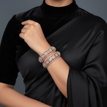 Diamond Bangles - 925 Silver Jewelry - 22ct Gold Plated - CZ Bangles - South indian diamond Bangles design - SHABURIS
