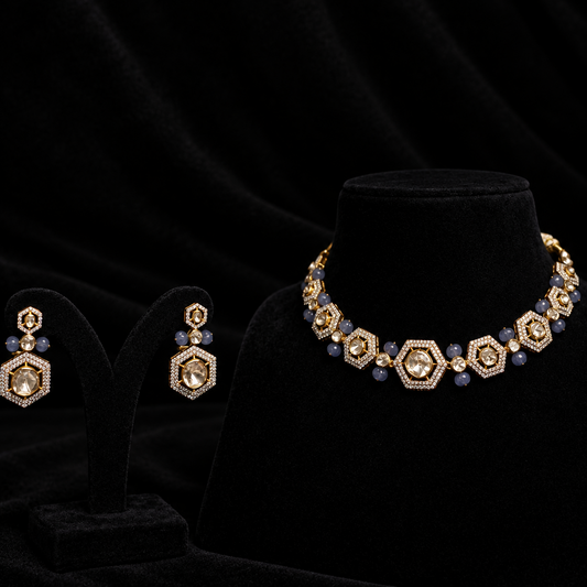 925 silver jewelry tanzanite Necklace guttapusalu jewelry 22k gold plated - SHABURIS