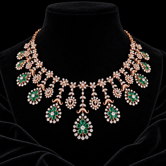 Diamond necklace silver necklace 925 silver with 22k gold plated - SHABURIS