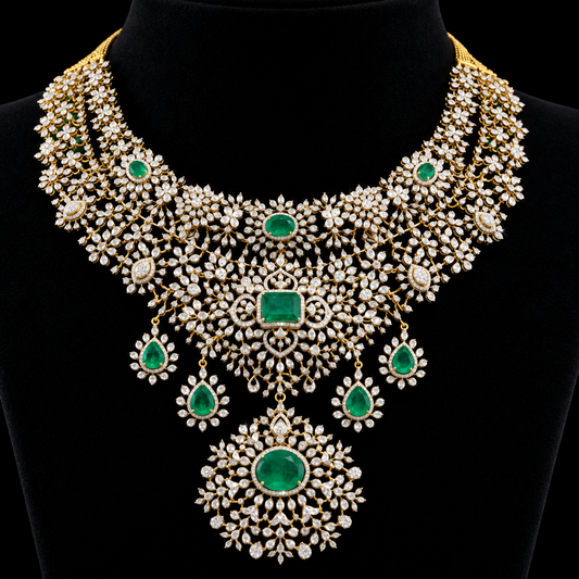Diamond necklace silver necklace 925 silver with 22k gold plated - SHABURIS