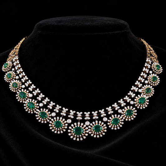 Diamond necklace silver necklace 925 silver with 22k gold plated - SHABURIS