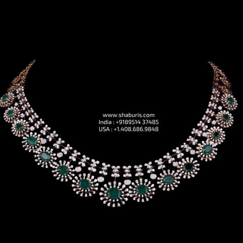 Diamond necklace silver necklace 925 silver with 22k gold plated - SHABURIS