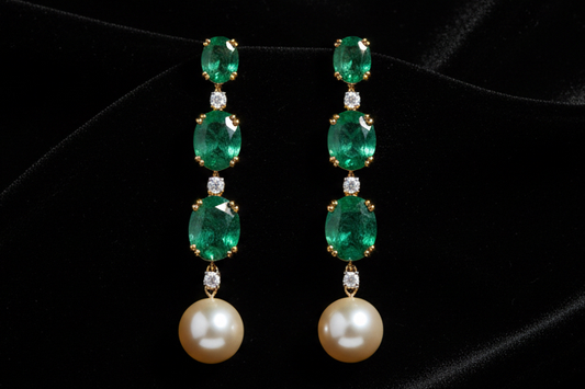Diamond hangings danglers Polki Earrings Cocktail Earrings Diamond Studs Diamond Earrings Simple Studs Pearl Studs 925 Silver Earrings Silver Jewelry - SHABURIS
