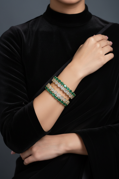 Emerald Bangles Diamond Bangles,South Indian Jewelry,silver indian Bangles,pure silver Swaroski Bangles,Indian Wedding Jewelry -SHABURIS