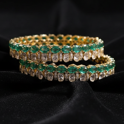Emerald Bangles Diamond Bangles,South Indian Jewelry,silver indian Bangles,pure silver Swaroski Bangles,Indian Wedding Jewelry -SHABURIS