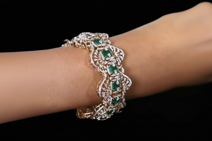 Emerald Bangles Diamond Bangles,South Indian Jewelry,silver indian Bangles,pure silver Swaroski Bangles,Indian Wedding Jewelry -SHABURIS