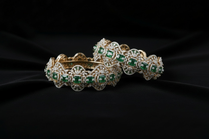 Emerald Bangles Diamond Bangles,South Indian Jewelry,silver indian Bangles,pure silver Swaroski Bangles,Indian Wedding Jewelry -SHABURIS