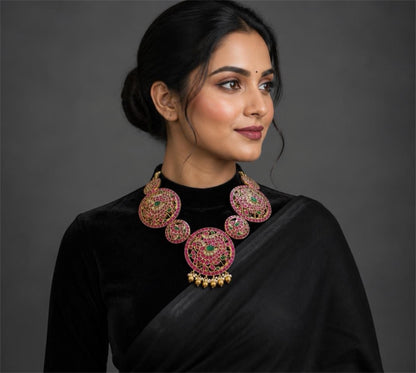 Ruby kundan Necklace Nakshi Jewelry 925 Silver Necklace Silver Jewelry-SHABURIS