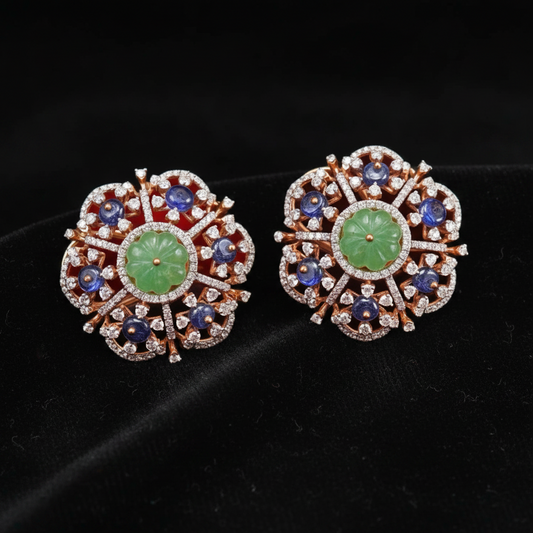 Polki Studs Polki Earrings Cocktail Earrings Diamond Studs Diamond Earrings Simple Studs Pearl Studs 925 Silver Earrings Silver Jewelry - SHABURIS