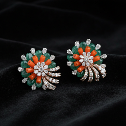 Polki Studs Polki Earrings Cocktail Earrings Diamond Studs Diamond Earrings Simple Studs Pearl Studs 925 Silver Earrings Silver Jewelry - SHABURIS