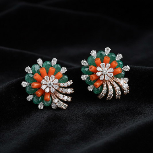 Polki Studs Polki Earrings Cocktail Earrings Diamond Studs Diamond Earrings Simple Studs Pearl Studs 925 Silver Earrings Silver Jewelry - SHABURIS