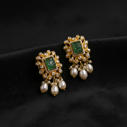 Polki Studs Polki Earrings Cocktail Earrings Diamond Studs Diamond Earrings Simple Studs Pearl Studs 925 Silver Earrings Silver Jewelry - SHABURIS