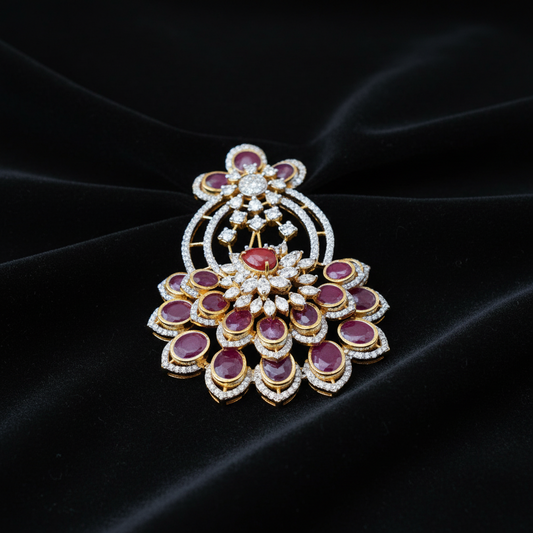 Diamond Pendant - 925 Silver Jewelry - 22ct Gold Plated - CZ Bangles - South indian diamond Bangles design