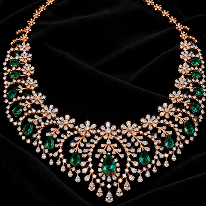 Diamond necklace bridal necklace polki necklace diamond Jewelry necklace Pearl necklace statement jewelry silver necklace 925 silver with 22k gold plated - SHABURIS