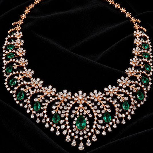 Diamond necklace bridal necklace polki necklace diamond Jewelry necklace Pearl necklace statement jewelry silver necklace 925 silver with 22k gold plated - SHABURIS