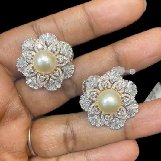 Diamond Studs Diamond Jhumka Diamond Earrings statement studs diamond studs - 925 silver Jewelry , South Indian Jewelry,bridal choker,Indian Wedding Jewelry,pure Silver indian jewelry - SHABURIS
