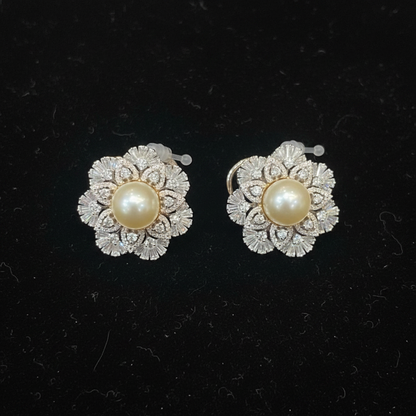 Polki Studs Polki Earrings Cocktail Earrings Diamond Studs Diamond Earrings Simple Studs Pearl Studs 925 Silver Earrings Silver Jewelry - SHABURIS