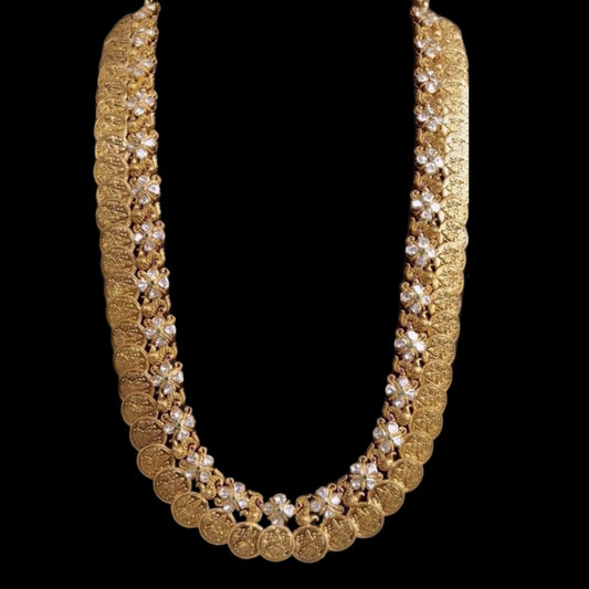 Kasumala necklace bridal necklace polki necklace diamond Jewelry necklace Pearl necklace statement jewelry silver necklace 925 silver with 22k gold plated - SHABURIS