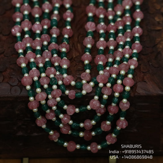 Multi Color beads beaded mala pure gems gold jewelry designs indian pure silver jewelry bead necklace statement jewelry SHABURIS