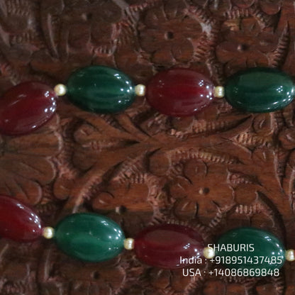 Ruby & Emerald beads beaded mala pure gems gold jewelry designs indian pure silver jewelry bead necklace statement jewelry SHABURIS