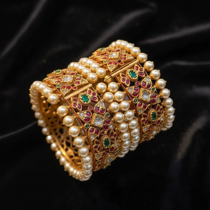 Uncut bangles Antique bangles polki Jewelry,Pure Silver Jewellery Indian ,diamond bangles kundan jewelry,south indian bridal jewelry-NIHIRA-SHABURIS