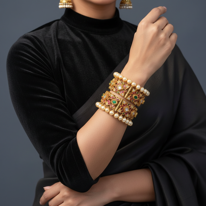 Uncut bangles Antique bangles polki Jewelry,Pure Silver Jewellery Indian ,diamond bangles kundan jewelry,south indian bridal jewelry-NIHIRA-SHABURIS
